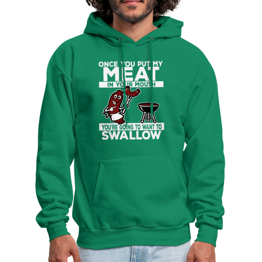 Swallow My Meat (BBQ Grilling Adult Humor) Hoodie - kelly green