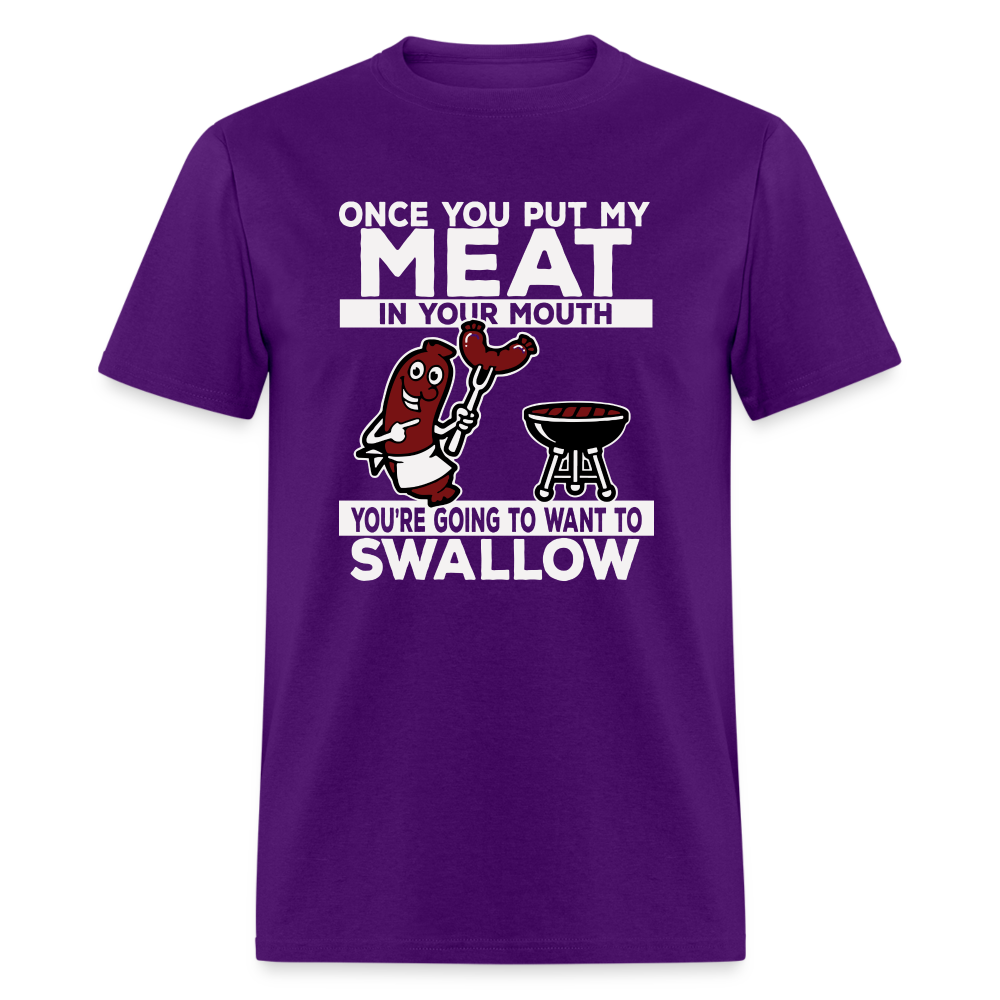 Swallow My Meat (BBQ Grilling Adult Humor) T-Shirt Color: black