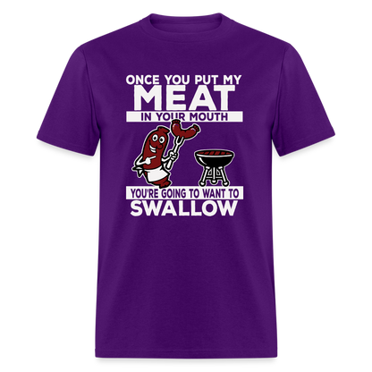 Swallow My Meat (BBQ Grilling Adult Humor) T-Shirt Color: black