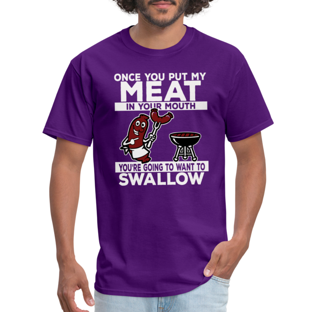 Swallow My Meat (BBQ Grilling Adult Humor) T-Shirt Color: purple