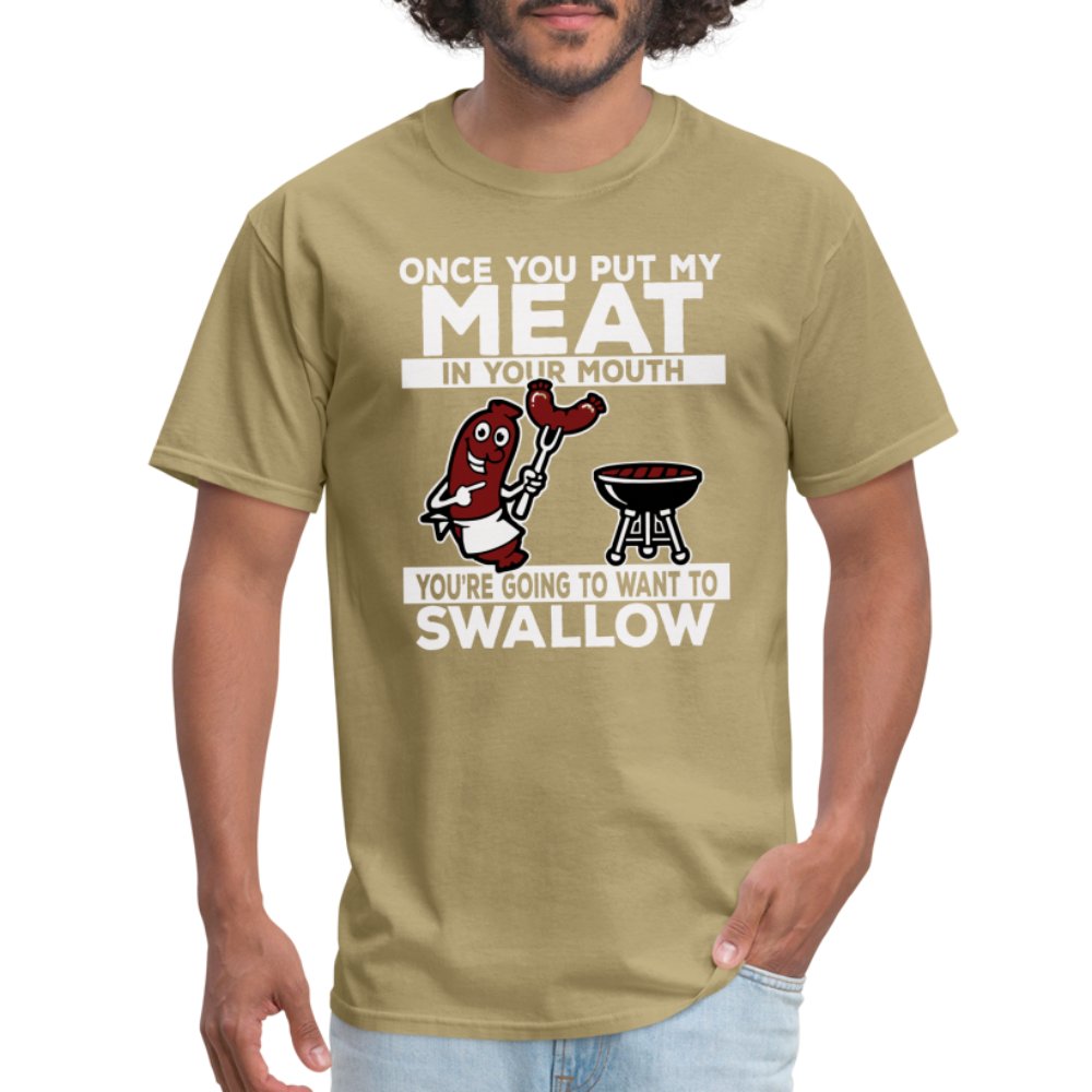 Swallow My Meat (BBQ Grilling Adult Humor) T-Shirt - Color: black