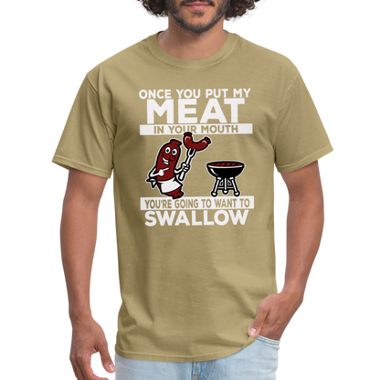 Swallow My Meat (BBQ Grilling Adult Humor) T-Shirt - Color: black