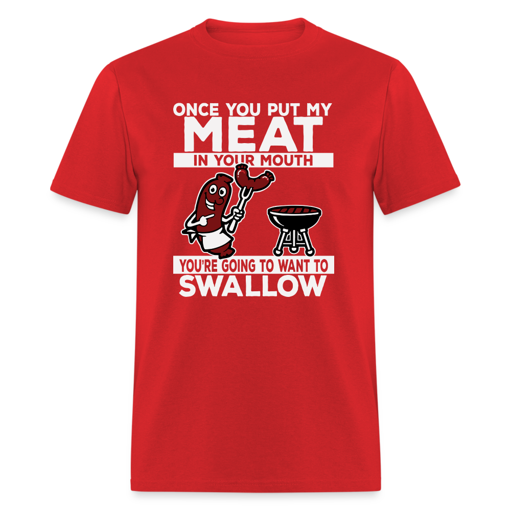 Swallow My Meat (BBQ Grilling Adult Humor) T-Shirt Color: red