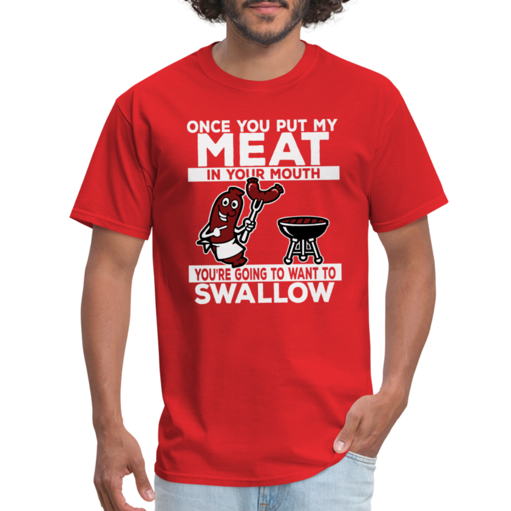 Swallow My Meat (BBQ Grilling Adult Humor) T-Shirt Color: black