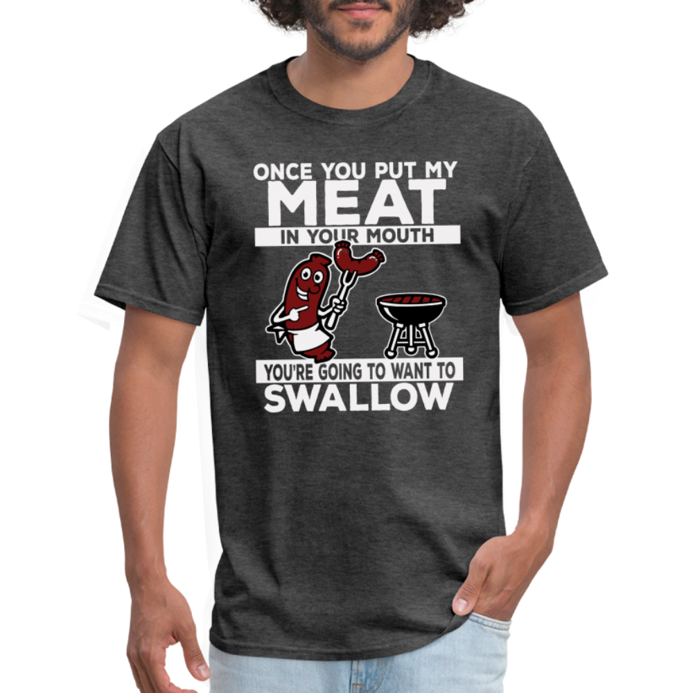 Swallow My Meat (BBQ Grilling Adult Humor) T-Shirt - Color: black