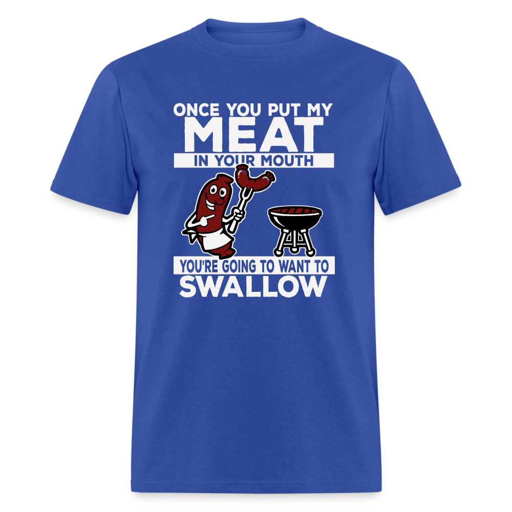 Swallow My Meat (BBQ Grilling Adult Humor) T-Shirt - Color: black