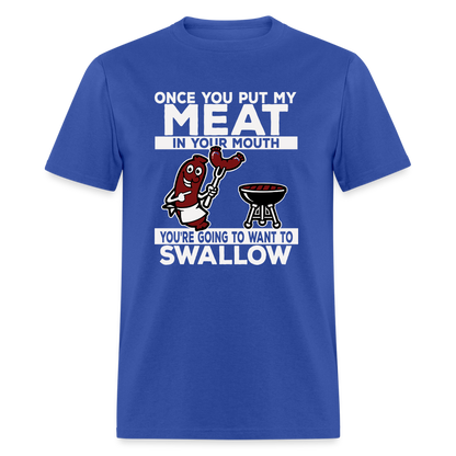 Swallow My Meat (BBQ Grilling Adult Humor) T-Shirt Color: black