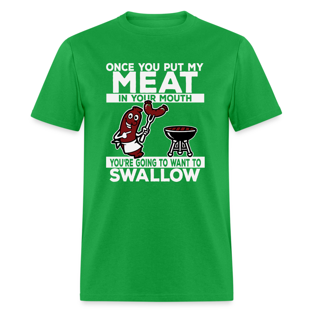 Swallow My Meat (BBQ Grilling Adult Humor) T-Shirt - Color: black