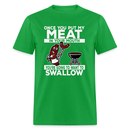 Swallow My Meat (BBQ Grilling Adult Humor) T-Shirt Color: black