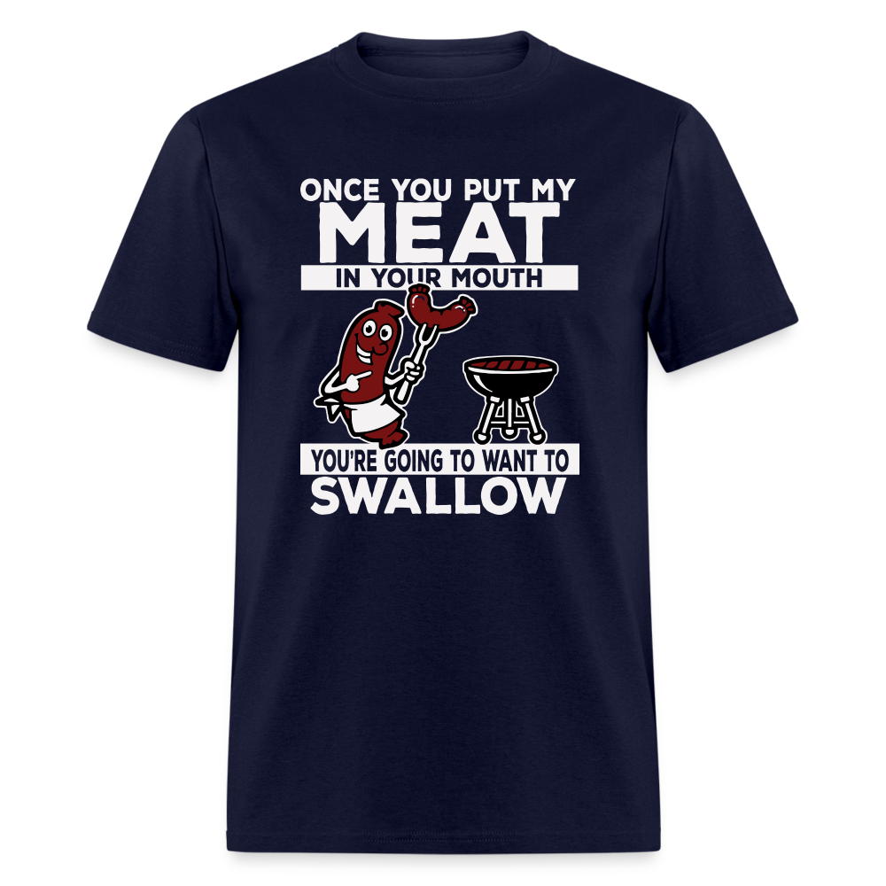 Swallow My Meat (BBQ Grilling Adult Humor) T-Shirt Color: black