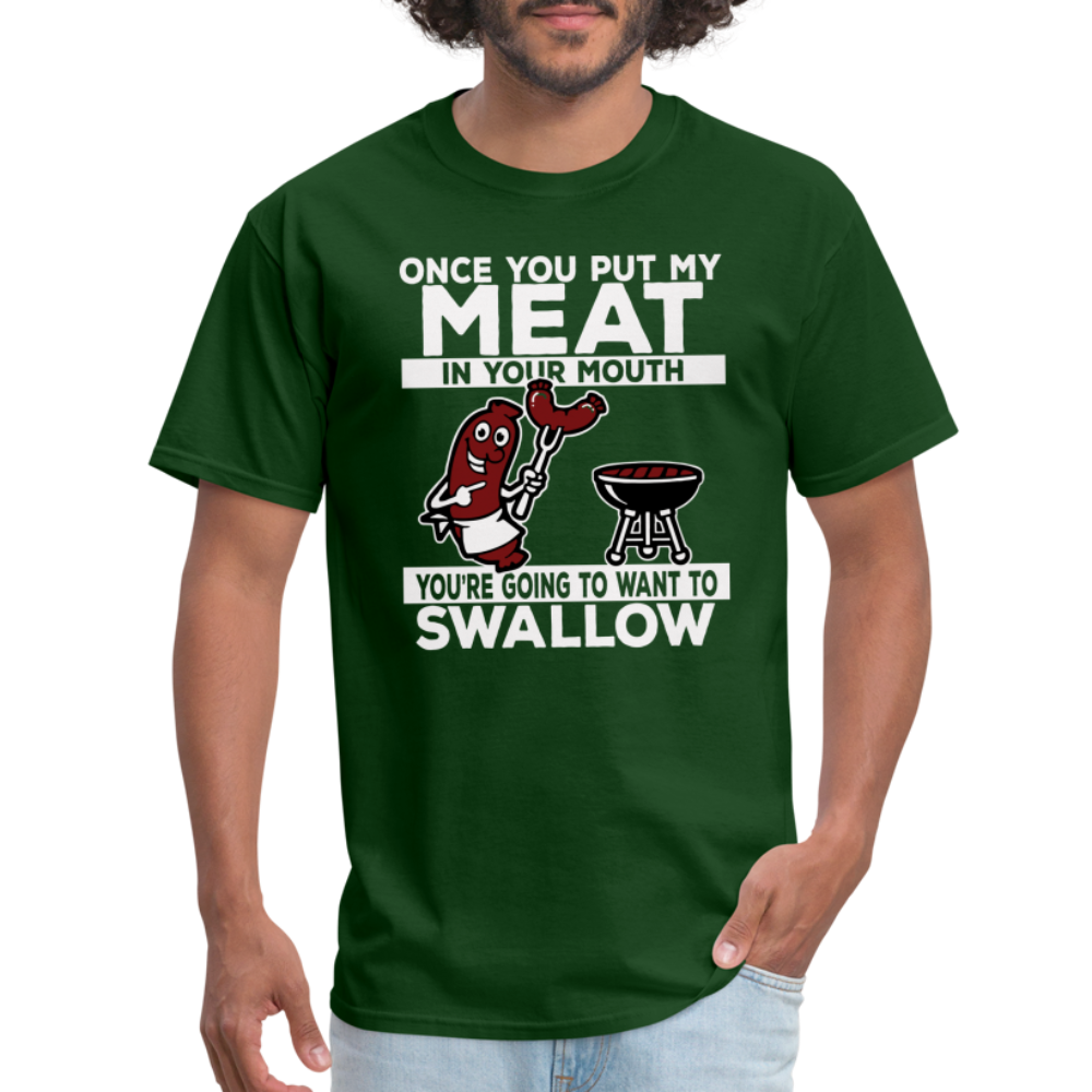 Swallow My Meat (BBQ Grilling Adult Humor) T-Shirt Color: black