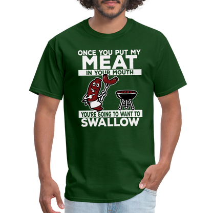 Swallow My Meat (BBQ Grilling Adult Humor) T-Shirt - Color: black