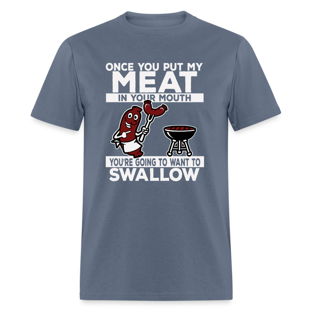 Swallow My Meat (BBQ Grilling Adult Humor) T-Shirt - Color: black