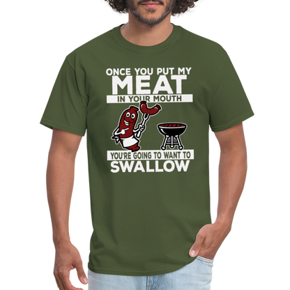 Swallow My Meat (BBQ Grilling Adult Humor) T-Shirt Color: black