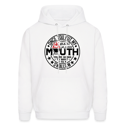 Meat in Mouth, Swallow (Funny BBQ Grilling Humor) Hoodie Color: white