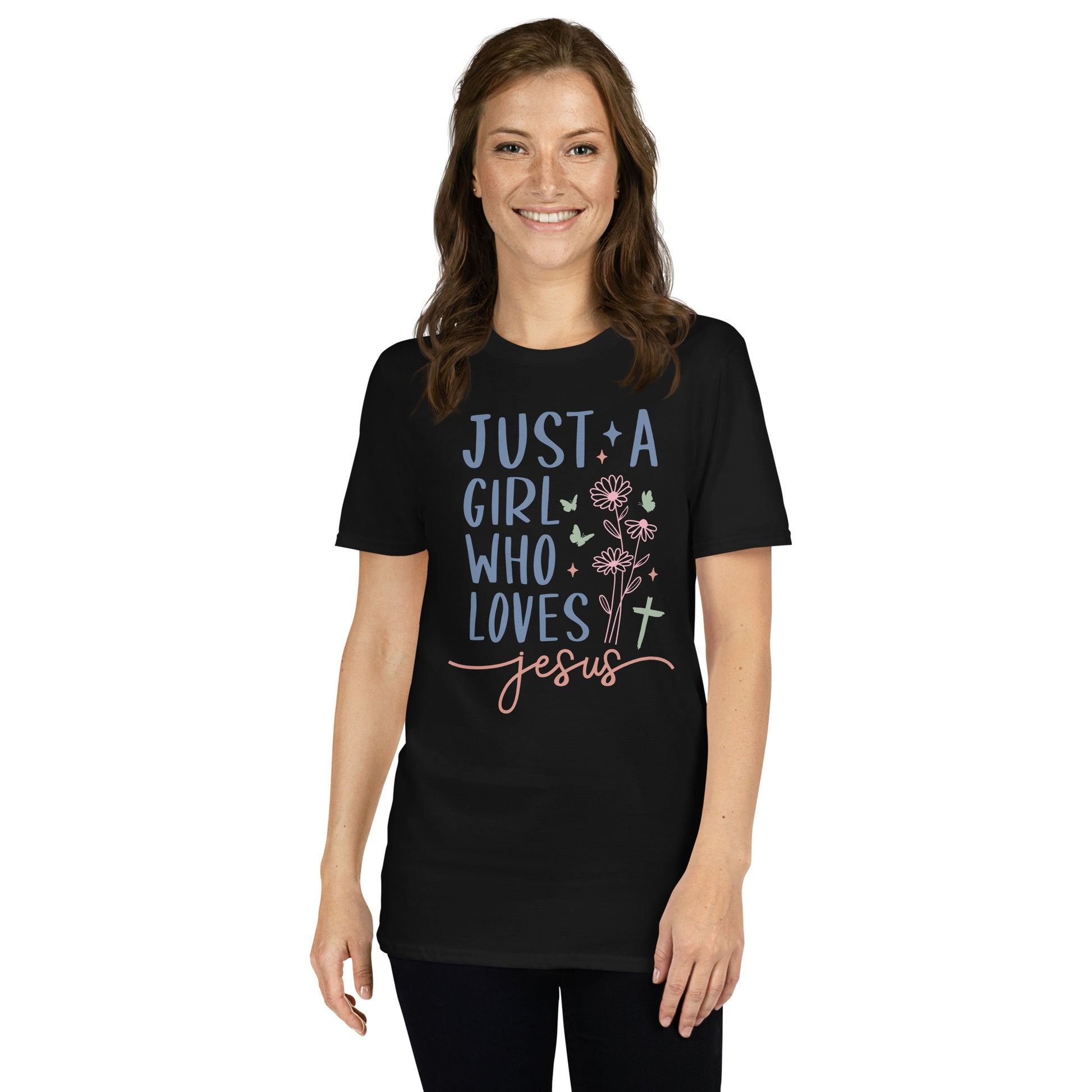 Just A Girl Who Loves Jesus Softstyle T-Shirt - Color: Black