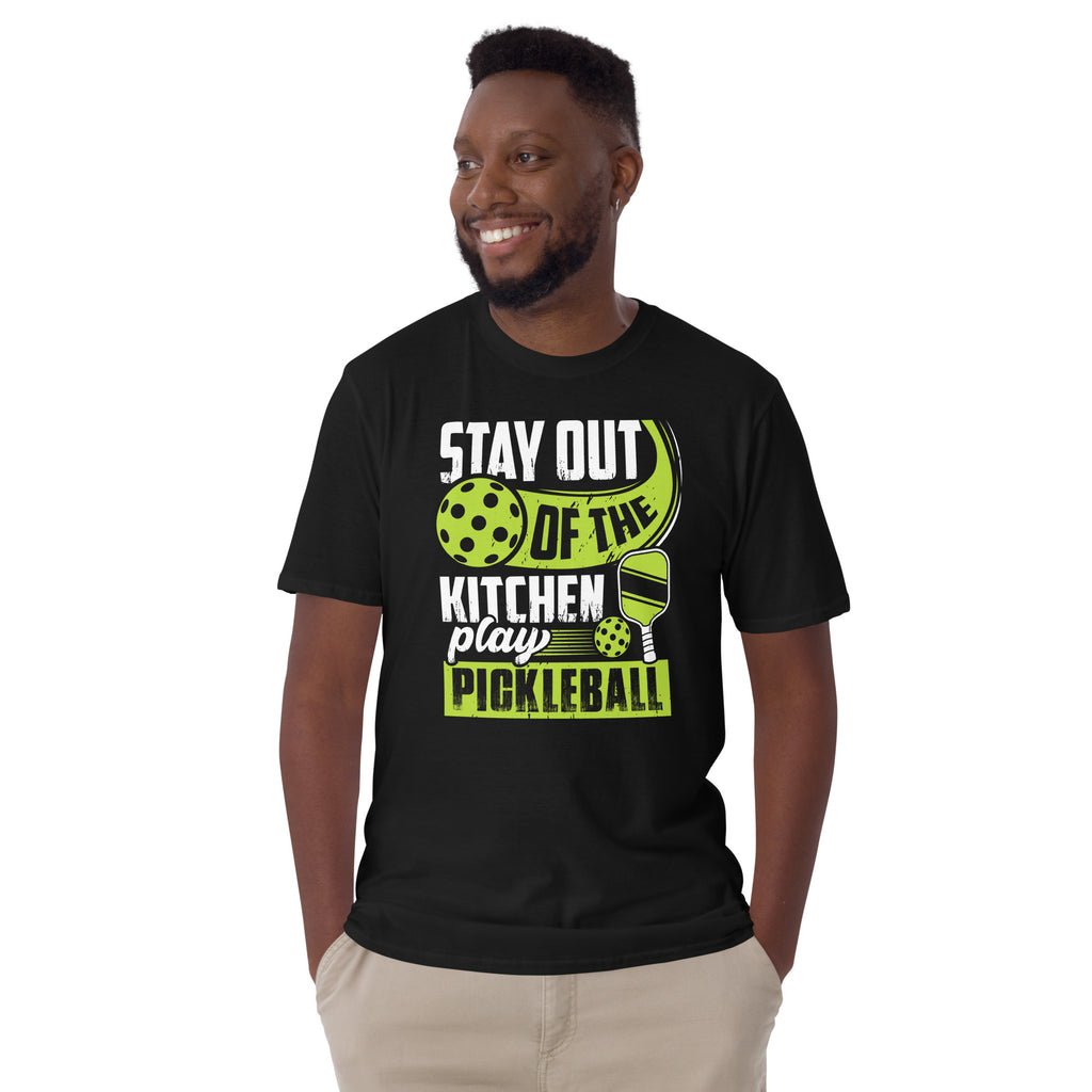 Stay Out Of The Kitchen Play Pickleball Graphic Tee Color: Black