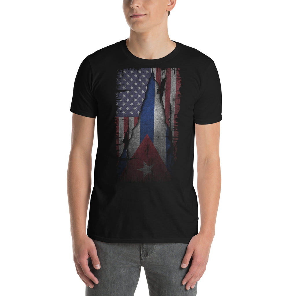 Cuban American Flag T-Shirt – Dual Heritage Tee Color: Black