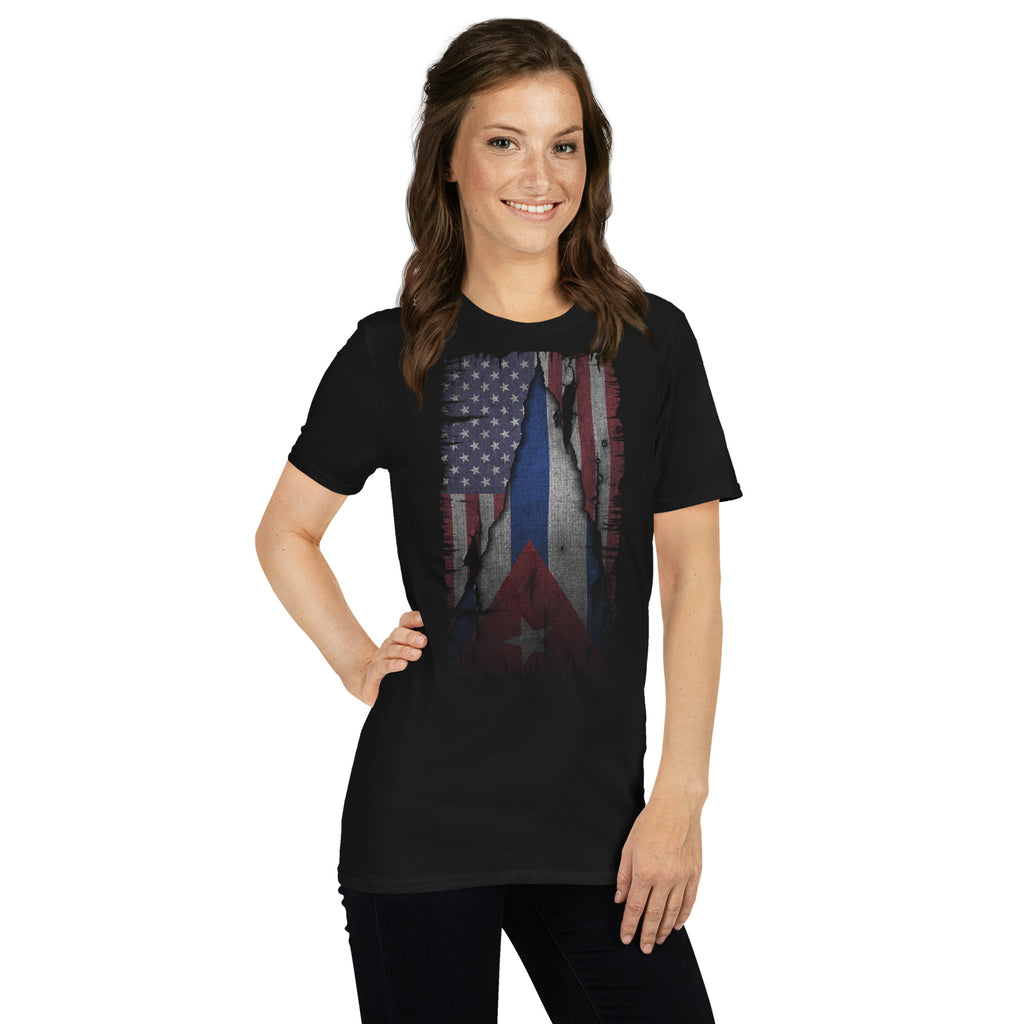 Cuban American Flag T-Shirt – Dual Heritage Tee Color: Black