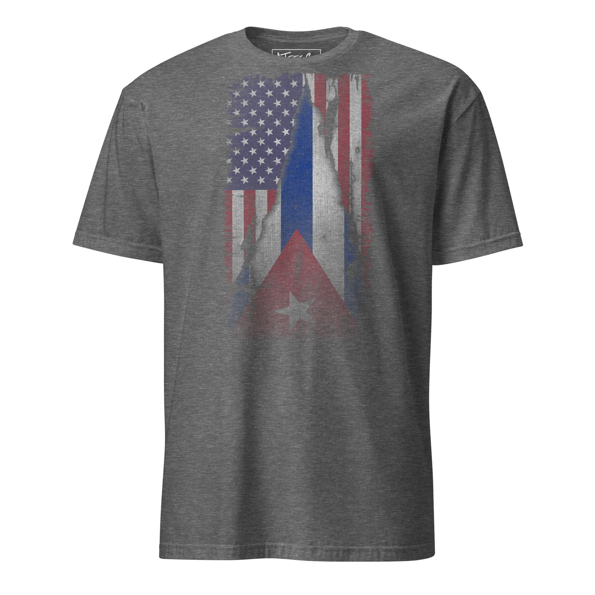 Cuban American Flag T-Shirt – Dual Heritage Tee Color: Graphite Heather
