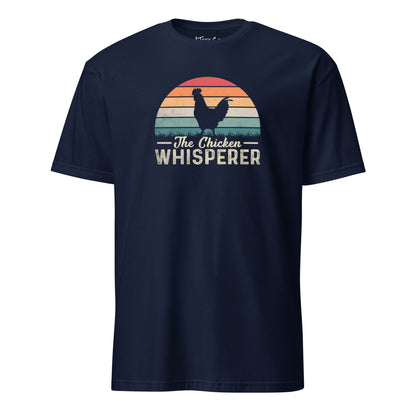 The Chicken Whisperer T-Shirt SoftStyle Graphic Tee for Backyard Chicken Lover) - Color: Navy