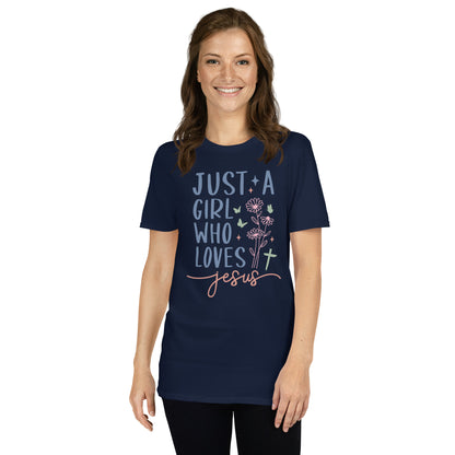 Just A Girl Who Loves Jesus Softstyle T-Shirt - Color: Navy