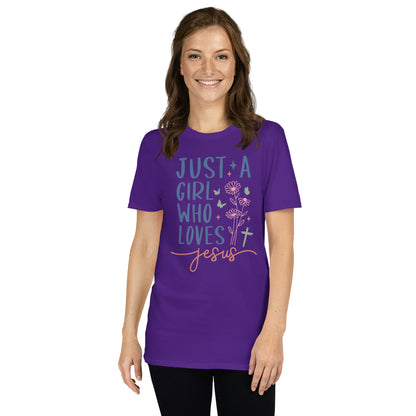 Just A Girl Who Loves Jesus Softstyle T-Shirt - Color: Purple