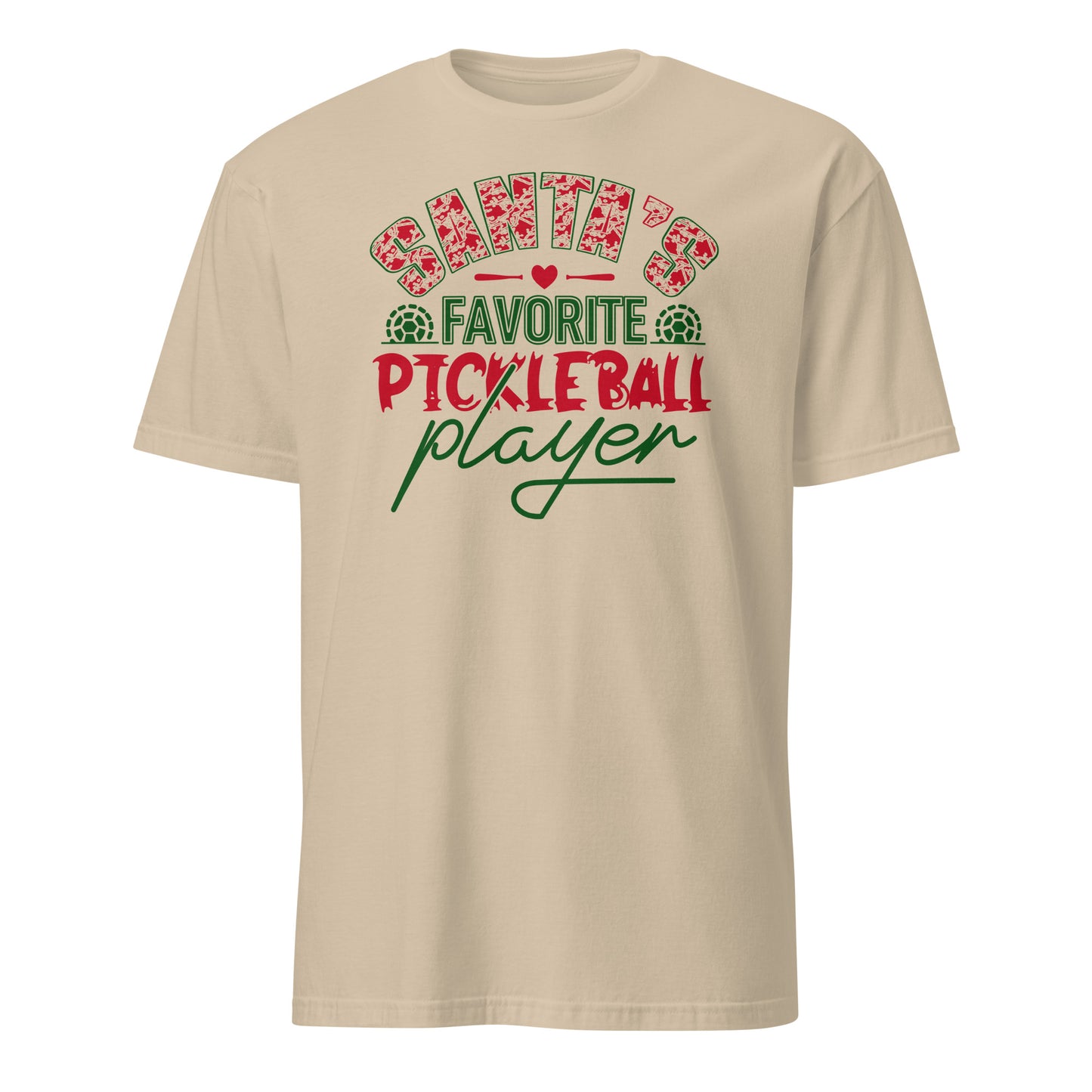 Santa's Favorite Pickleball Player T-Shirt - Color: Sand