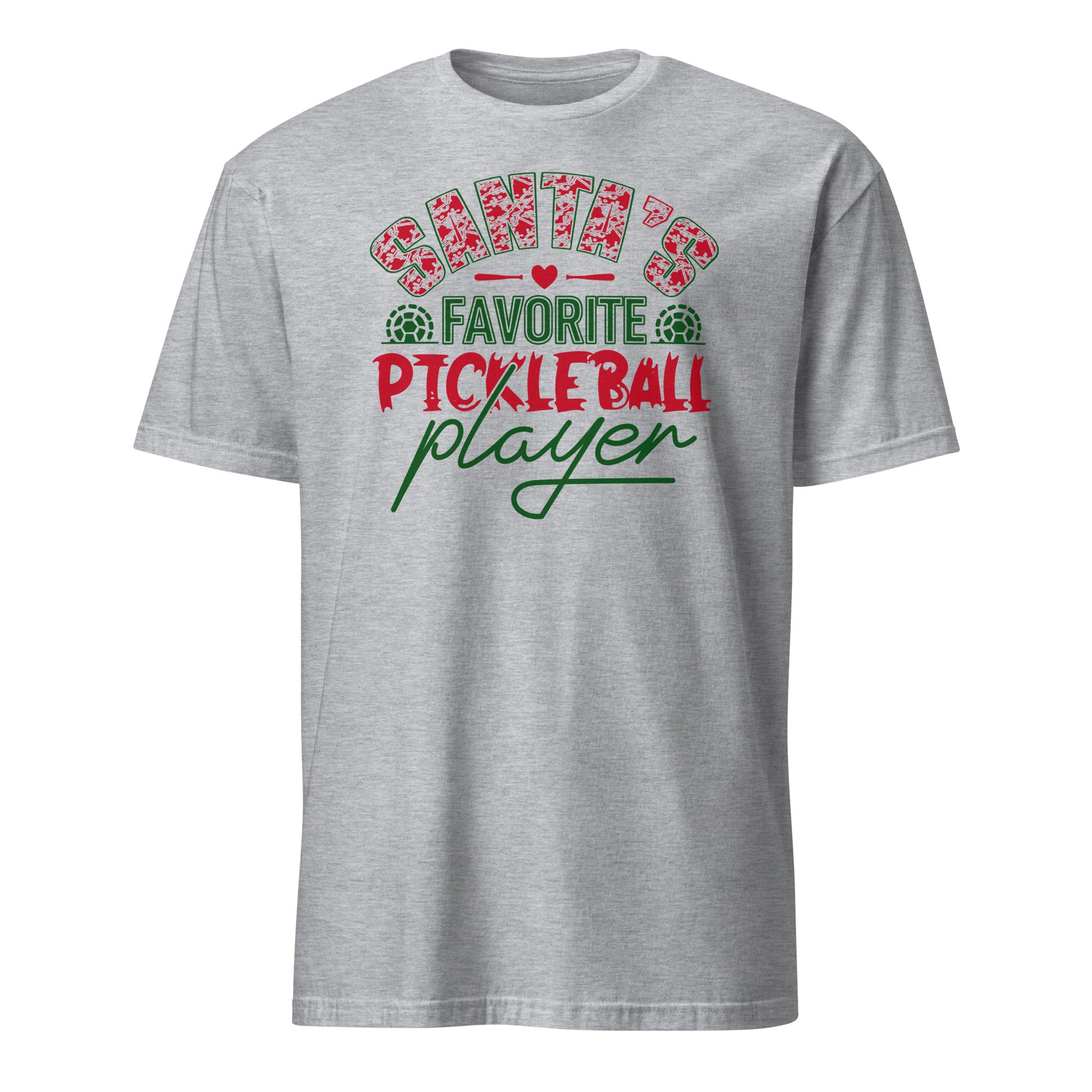 Santa's Favorite Pickleball Player T-Shirt - Color: Sport Grey