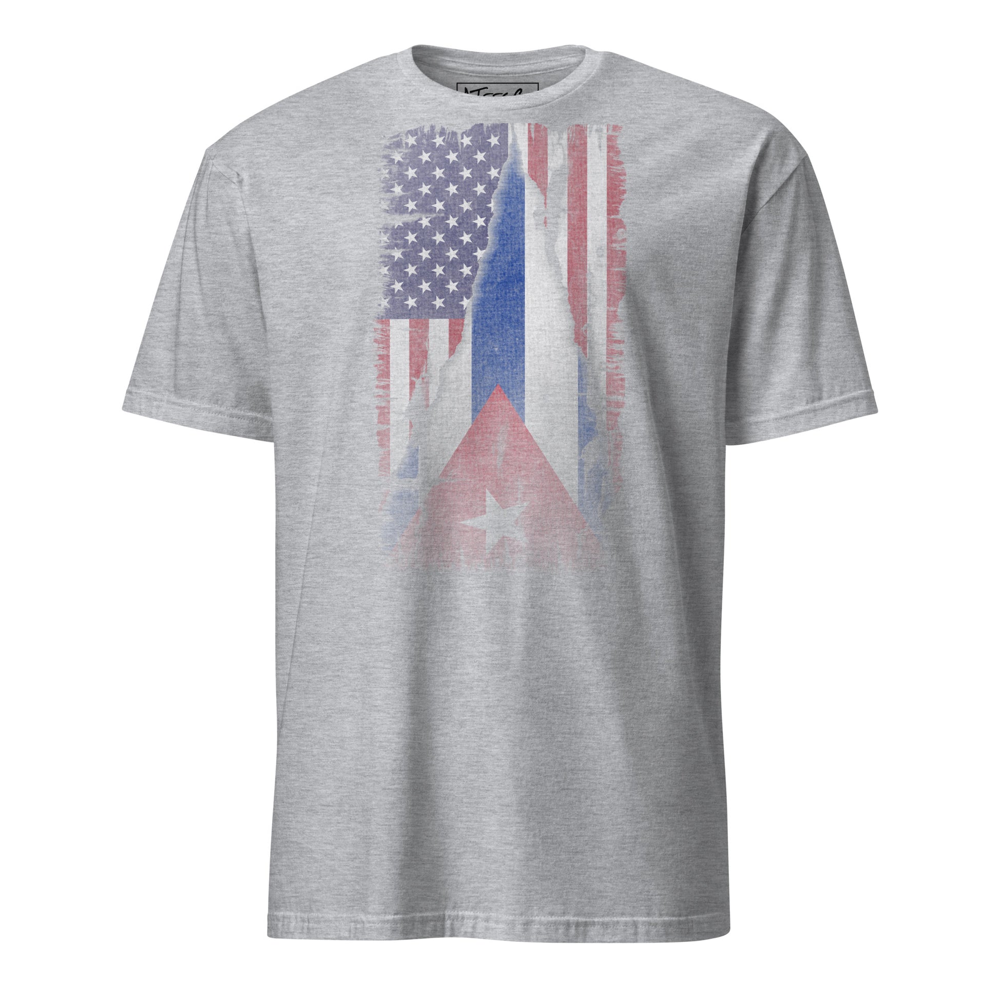 Cuban American Flag T-Shirt – Dual Heritage Tee Color: Sport Grey