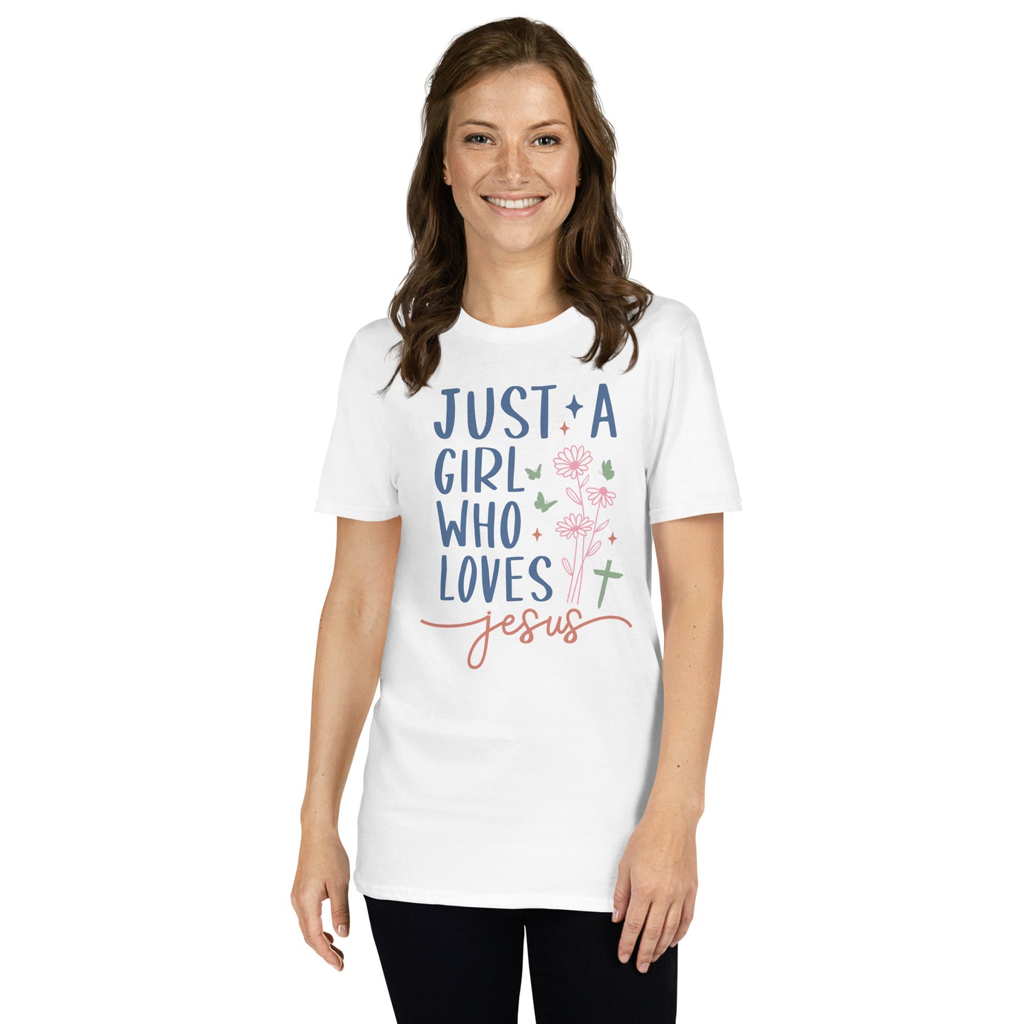 Just A Girl Who Loves Jesus Softstyle T-Shirt - Color: White