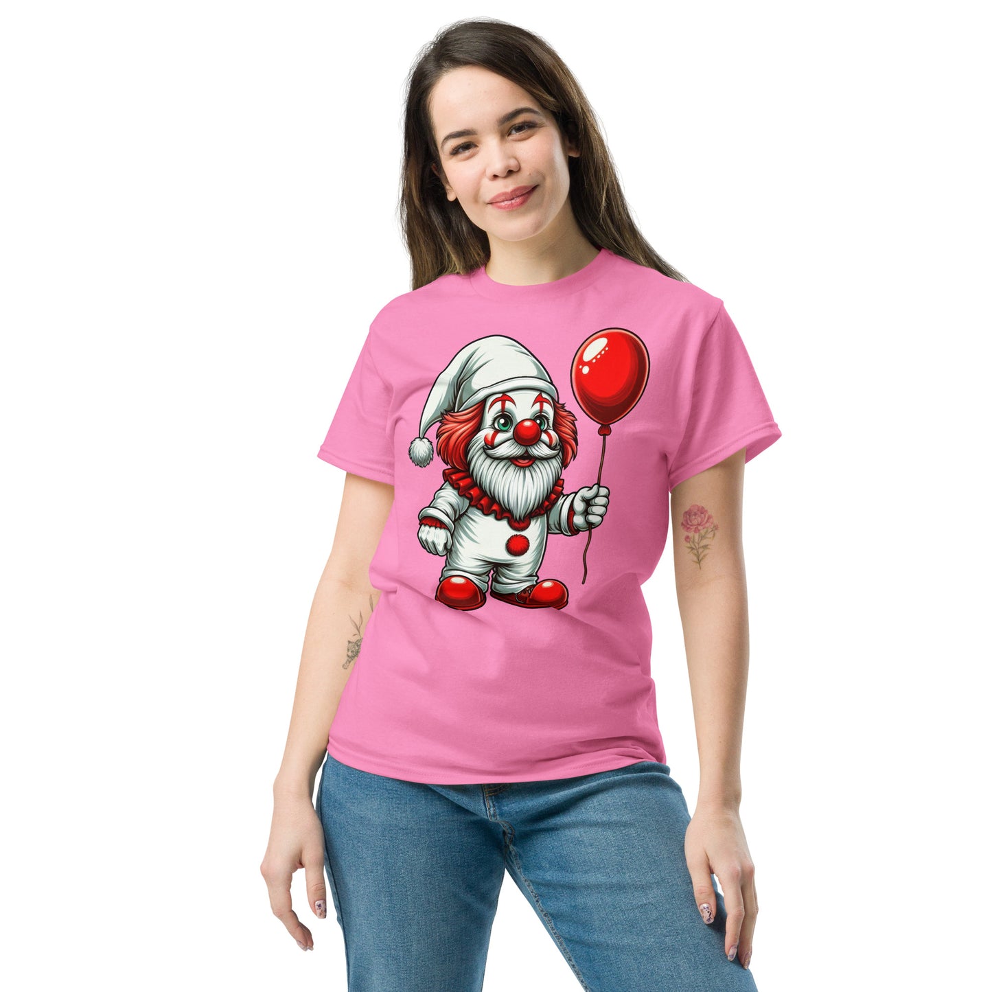 Scary Gnome with Red Balloon T-Shirt Color: Black