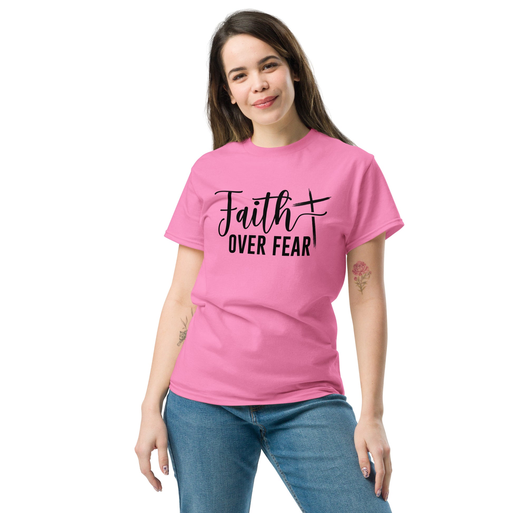 Faith Over Fear T-Shirt (Choose Faith in Challenging Times) - Color: Red