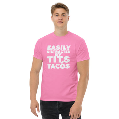 Easily Distracted by Tits and Tacos Graphic Tee Shirt