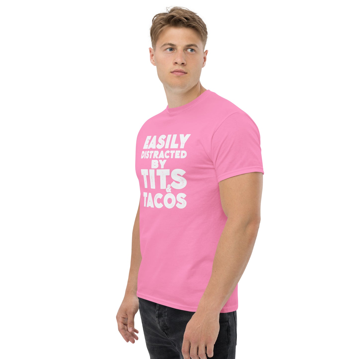 Easily Distracted by Tits and Tacos Graphic Tee Shirt