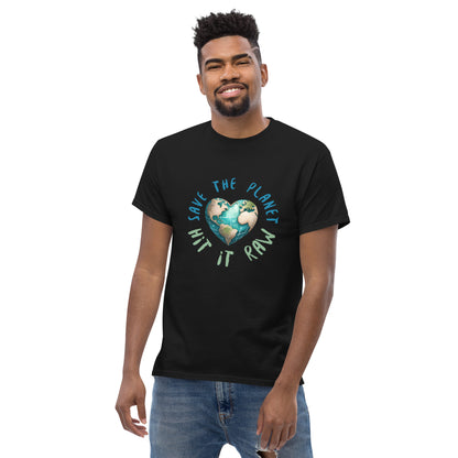 Save the Planet Hit it Raw T-Shirt Color: Black