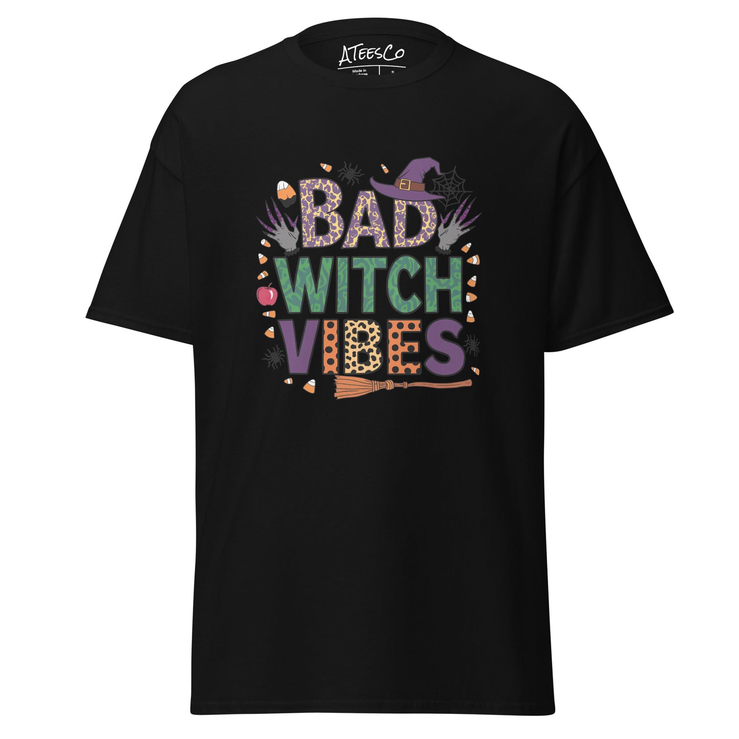 Bad Witch Vibes T-Shirt (Halloween Witch) Color: Black