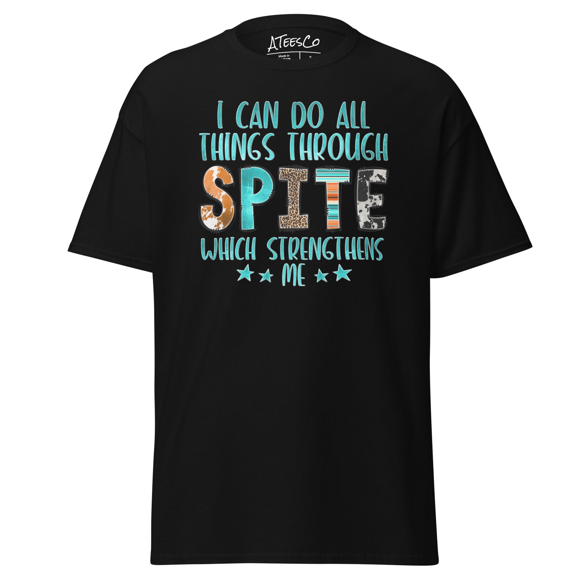 I Can Do All Things Through Spite Which Strengthens Me T-Shirt Color: Black