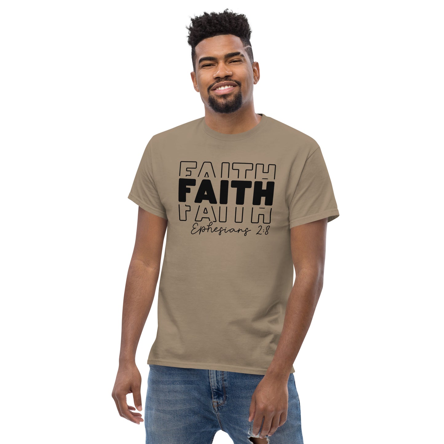 Faith Ephesians 2:8 T-Shirt (Message of Grace and Salvation) - Color: Red