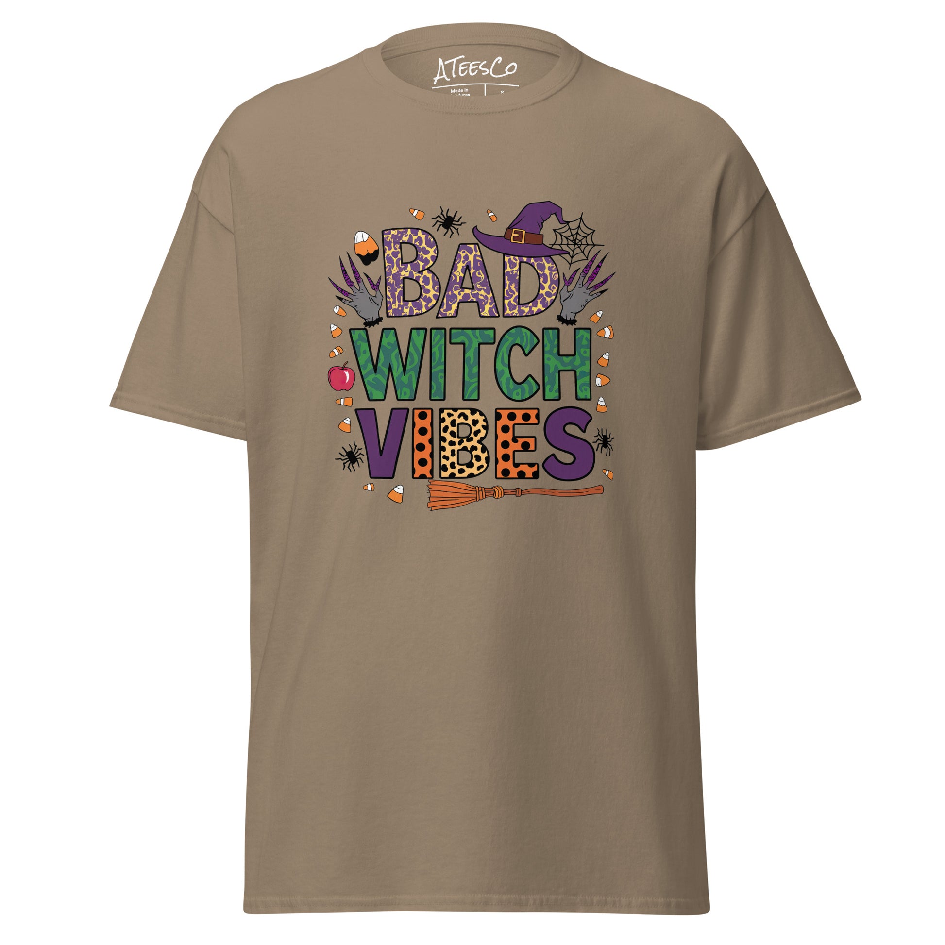 Bad Witch Vibes T-Shirt (Halloween Witch) Color: Brown Savana