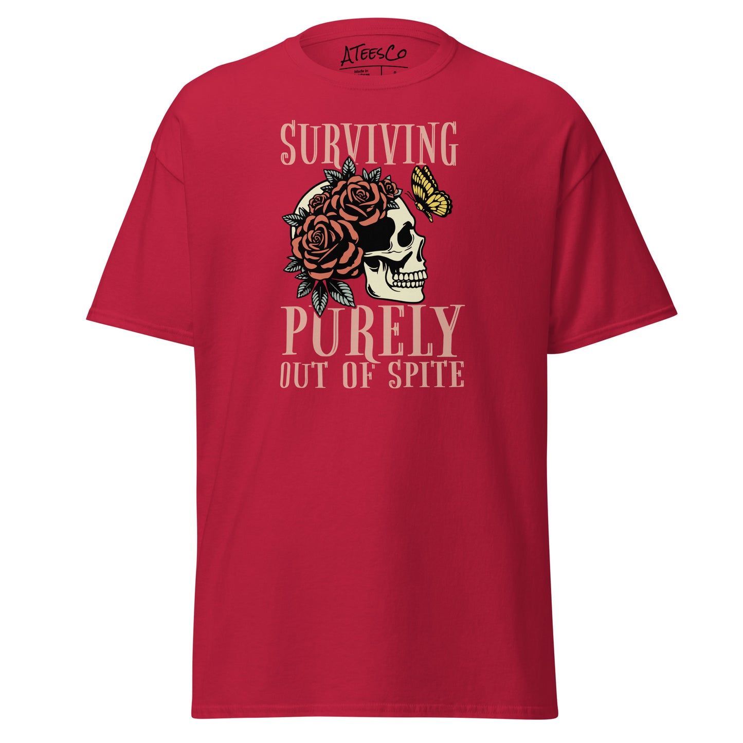 Surviving Purely Out Of Spite T-Shirt Color: Cardinal