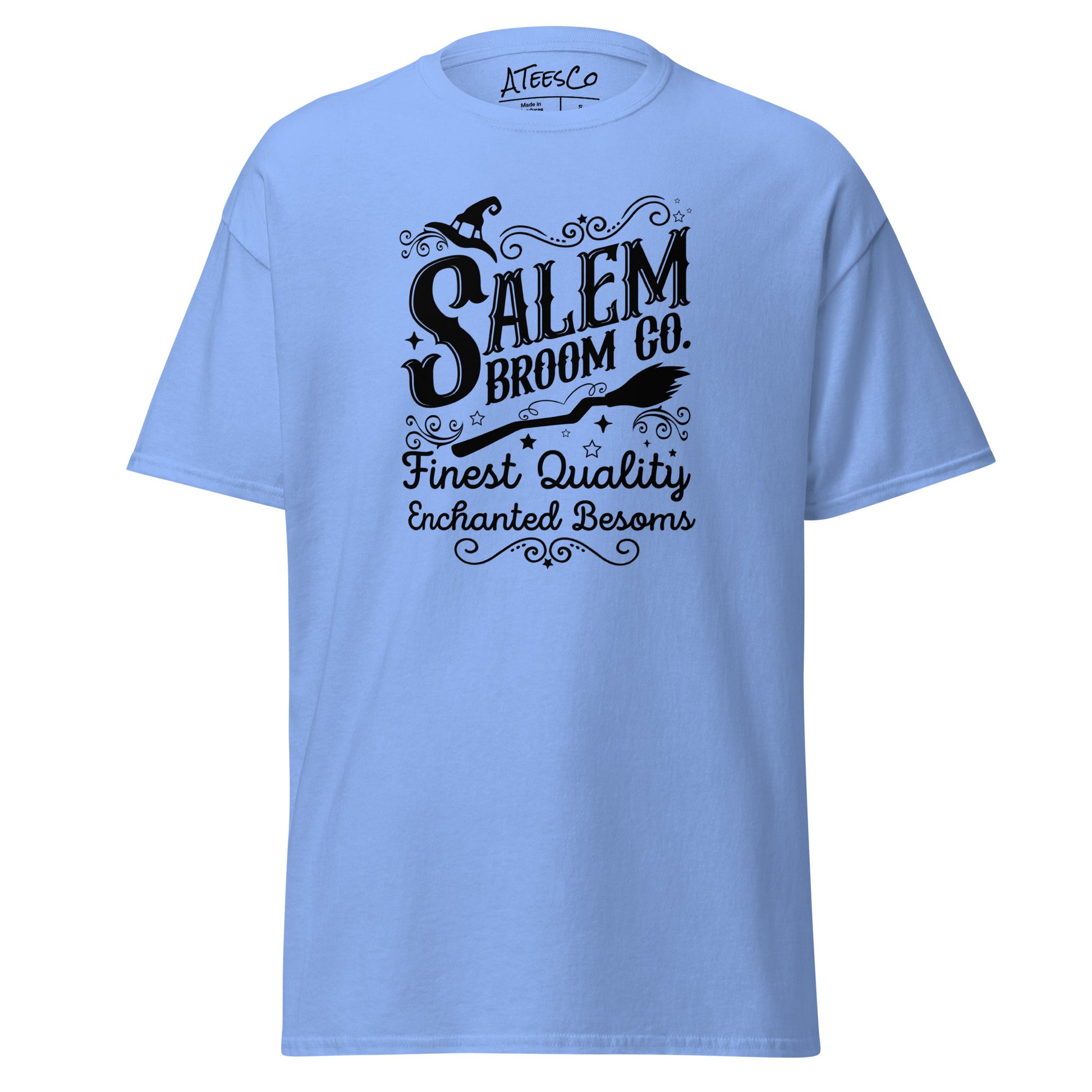 Salem Broom Co Finest Quality Enchanted Besoms (Halloween) T-Shirt Color: Carolina Blue