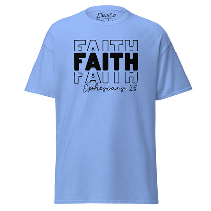 Faith Ephesians 2:8 T-Shirt (Message of Grace and Salvation) - Color: Carolina Blue