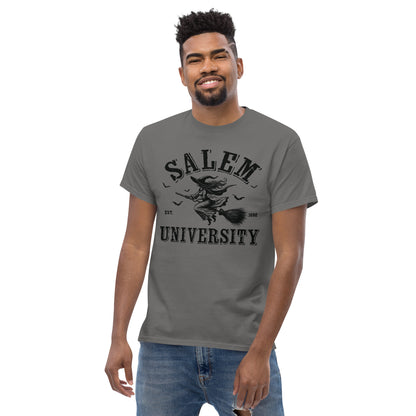 Salem University T-Shirt (Halloween Witch Riding Broom Tee) Color: Red