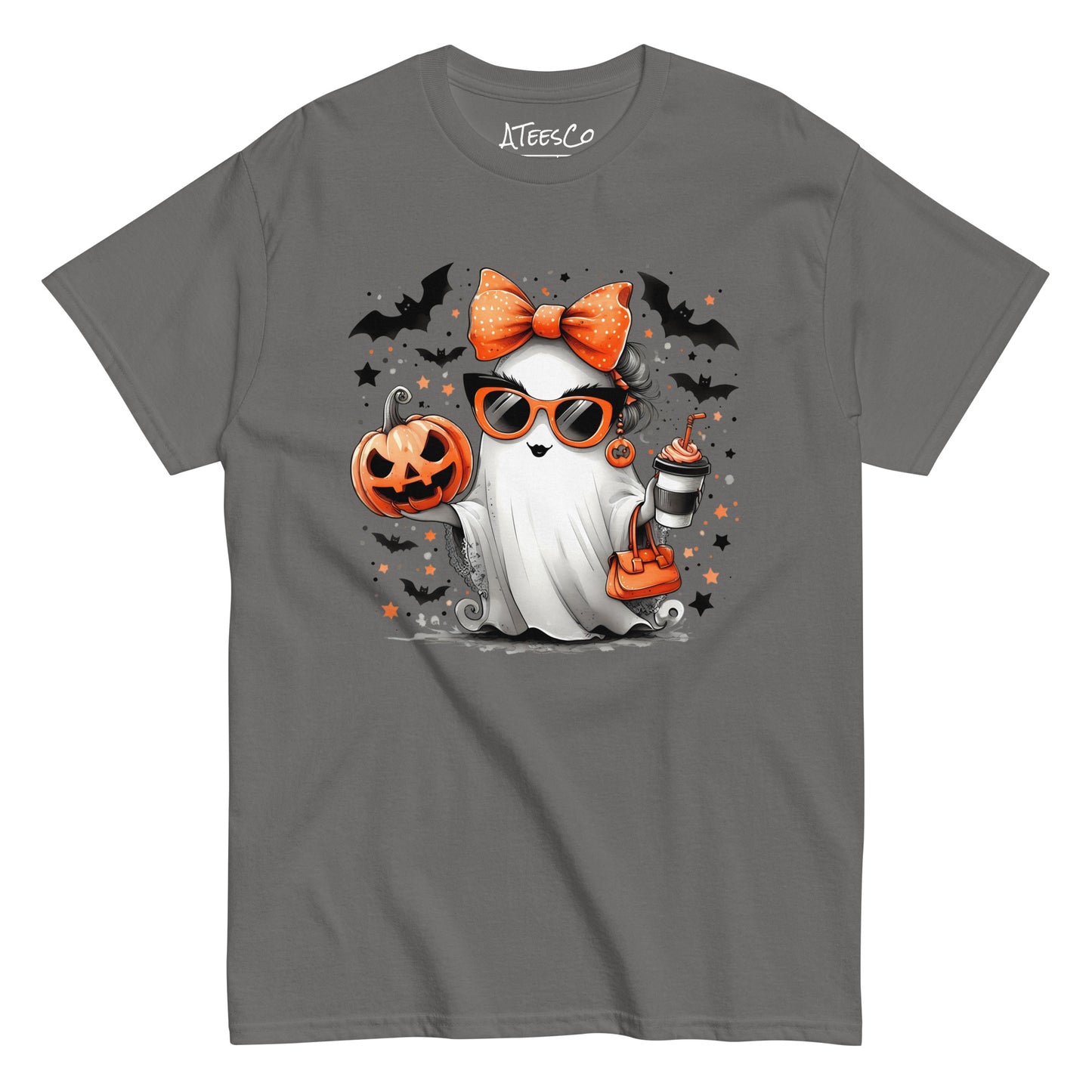 Cute Halloween Mom Ghost T-Shirt Color: Charcoal