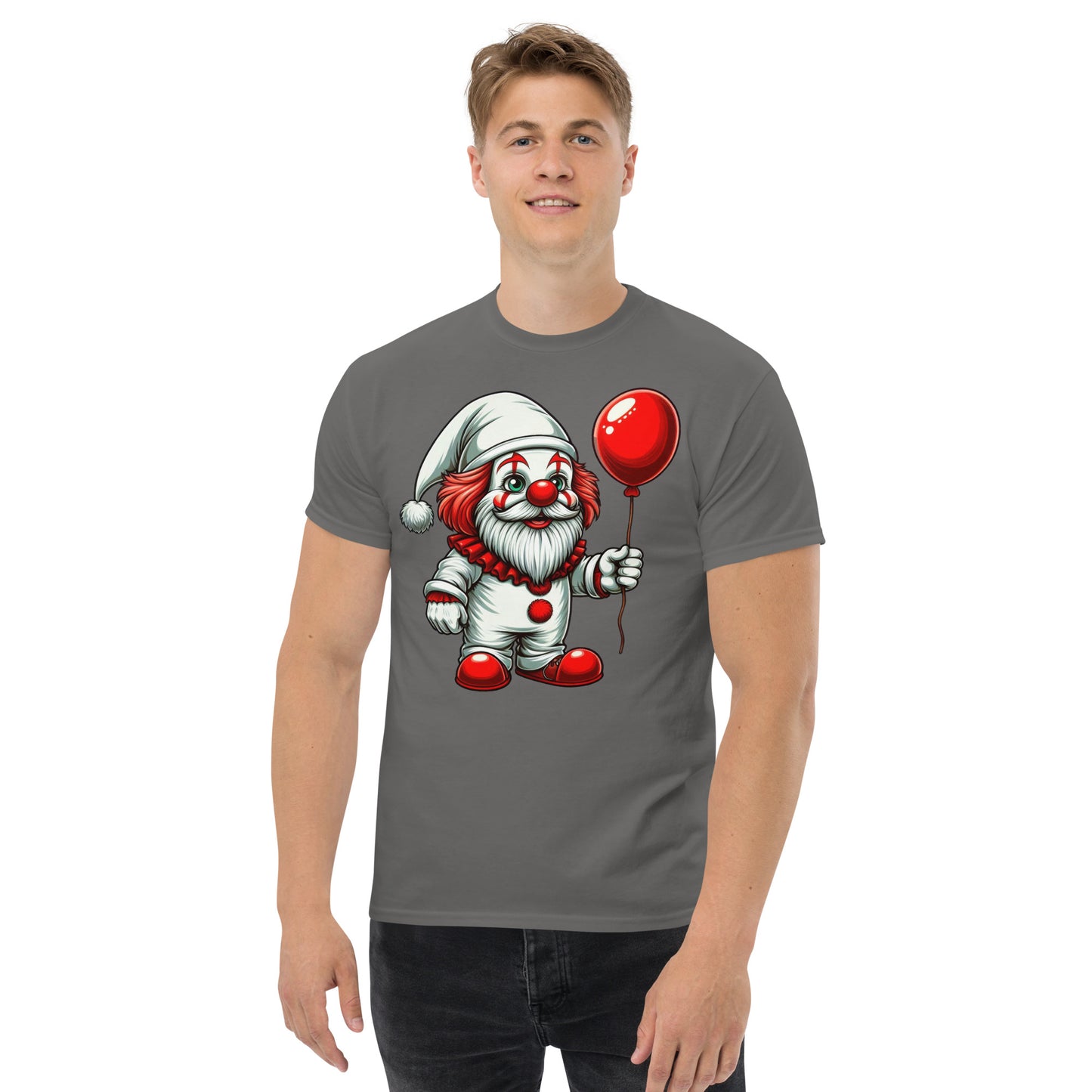 Scary Gnome with Red Balloon T-Shirt Color: Black