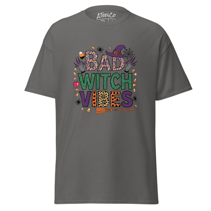 Bad Witch Vibes T-Shirt (Halloween Witch) Color: Charcoal