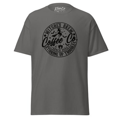 Witches Brew Coffee Co Stirring Up Trouble (Halloween) T-Shirt Color: Charcoal