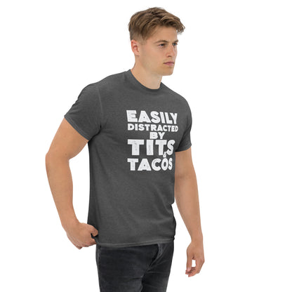 Easily Distracted by Tits and Tacos Graphic Tee Shirt