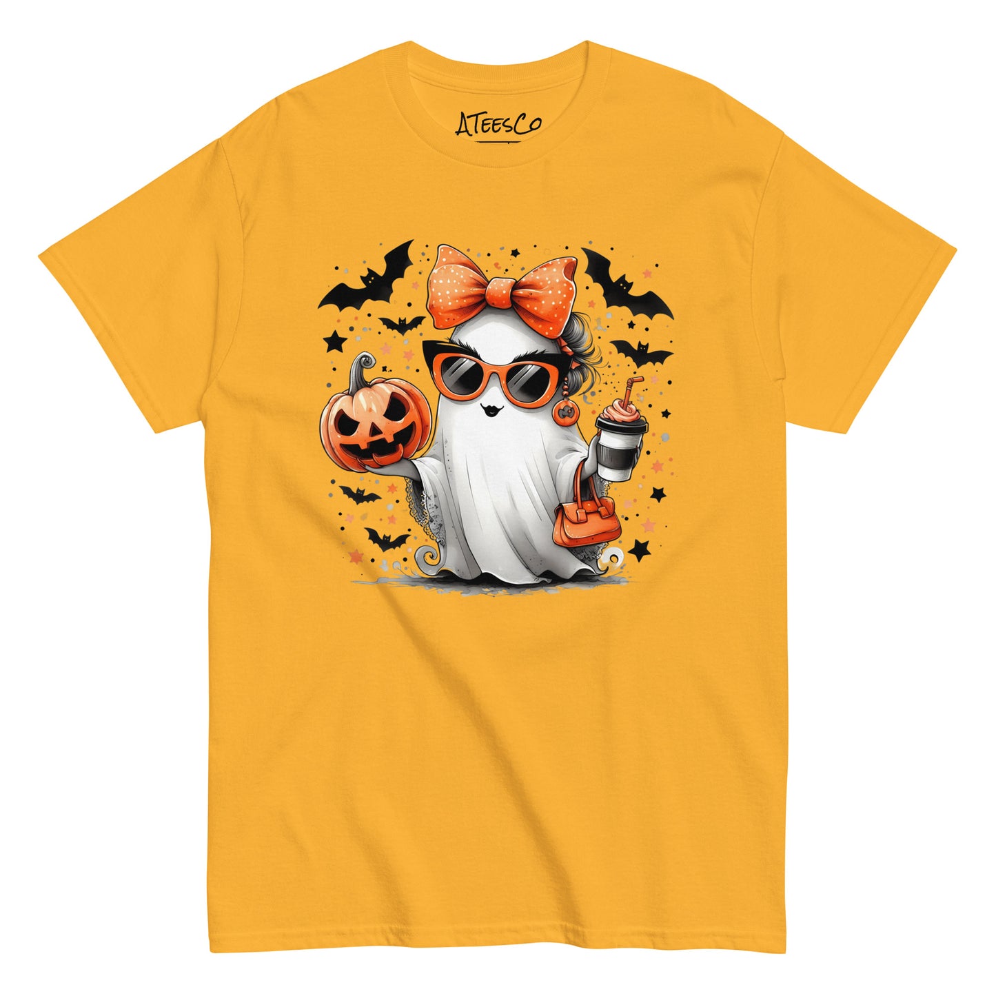 Cute Halloween Mom Ghost T-Shirt Color: Gold